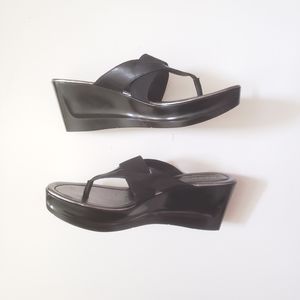 Marc Fisher Black Wedge Sandals